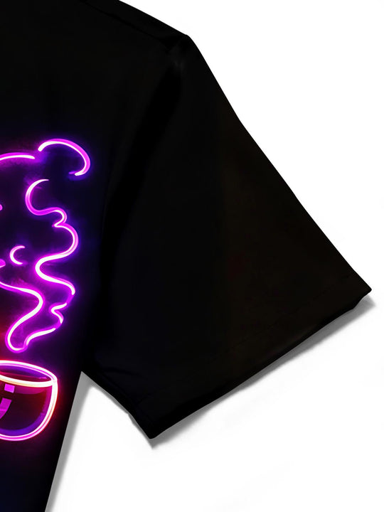 Dark Neon Colorful Skeleton Gentleman Men's Pocket Short Sleeve Shirts