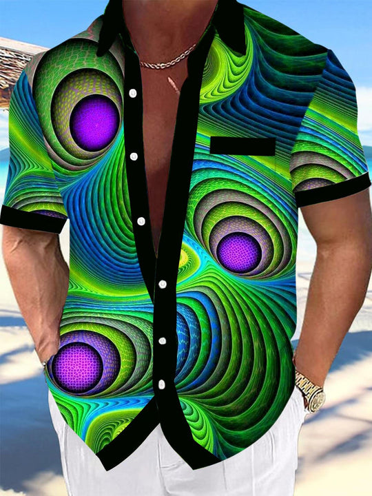men's geometric print shirt front view