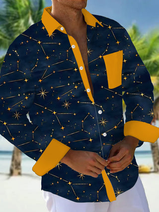 men's galaxy print shirt front view