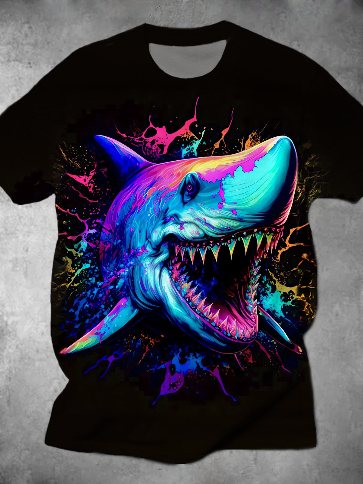 Shark Round Neck Short Sleeve Men's T-shirt