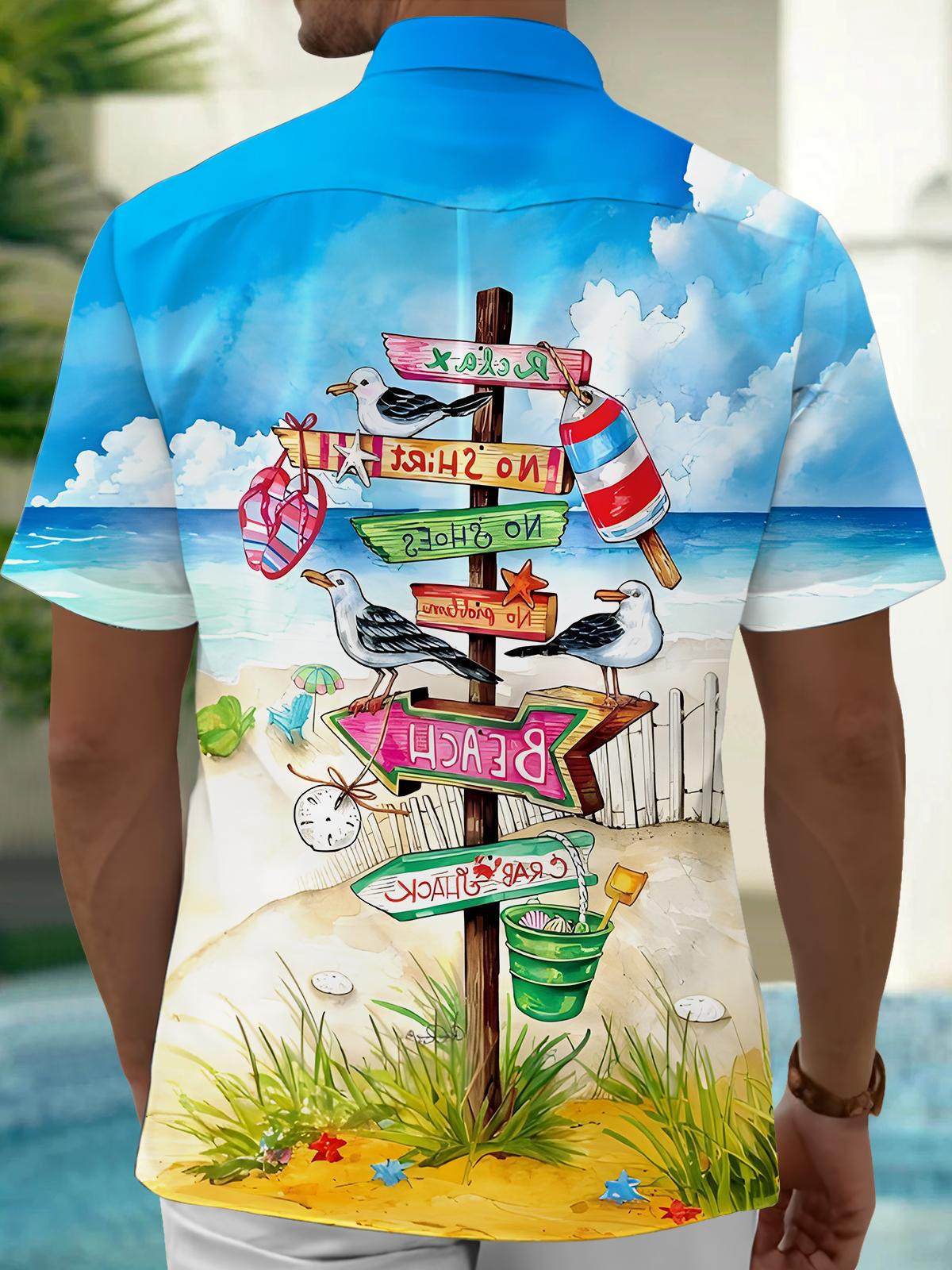 Hawaiian Print Men's Pocket Short Sleeve Shirts