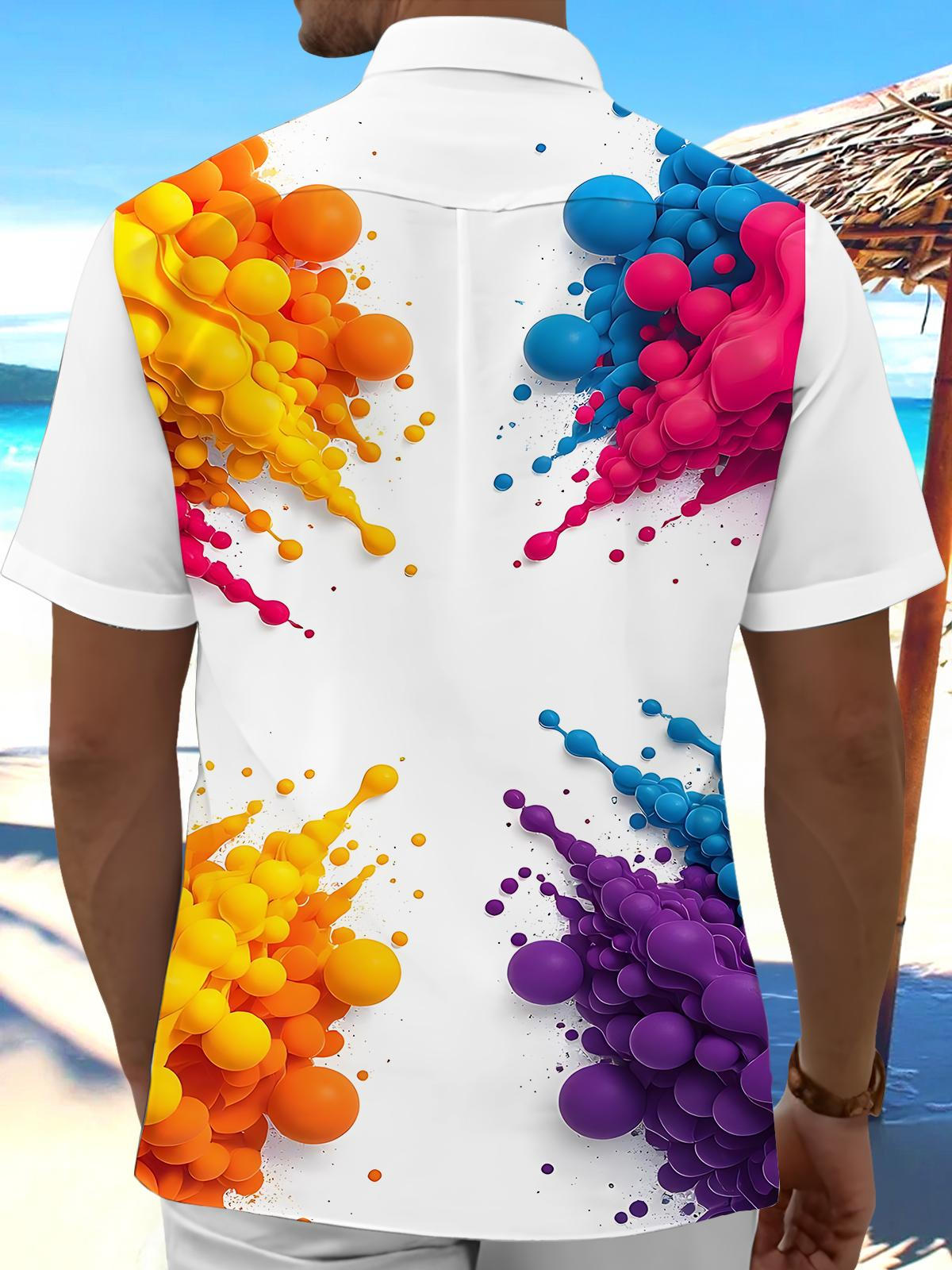 Abstract Print Men's Pocket Short Sleeve Shirts