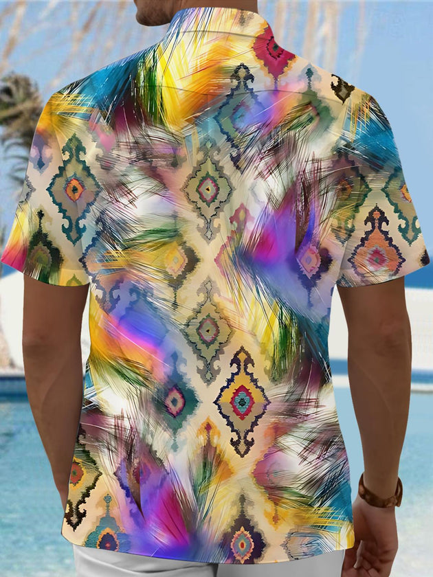 men's abstract print shirt back view
