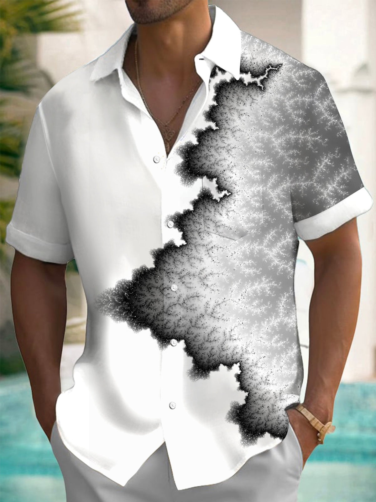 Abstract Gradient Men's Pocket Short Sleeve Shirts