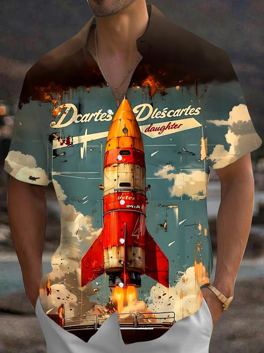 Vintage Rocket Men's Pocket Short Sleeve Shirts