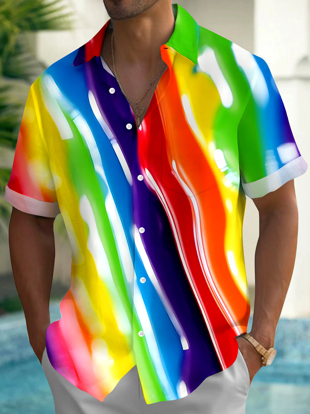 Tie Dye Men's Pocket Short Sleeve Shirts