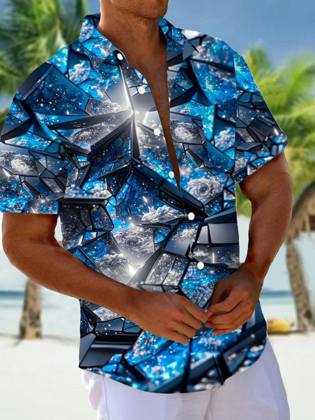 men's geometric print shirt front view