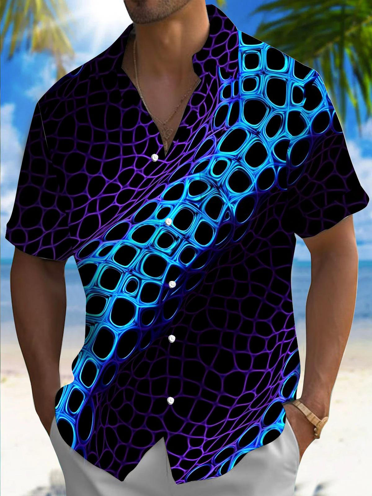 Abstract Geometric Print Men's Pocket Short Sleeve Shirts