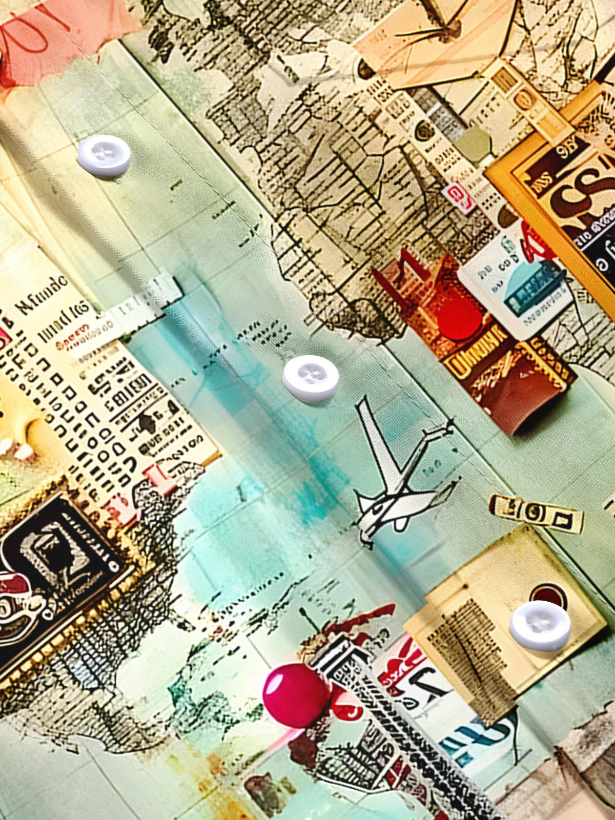 Vacation Travel Airplane Men's Pocket Short Sleeve Shirts