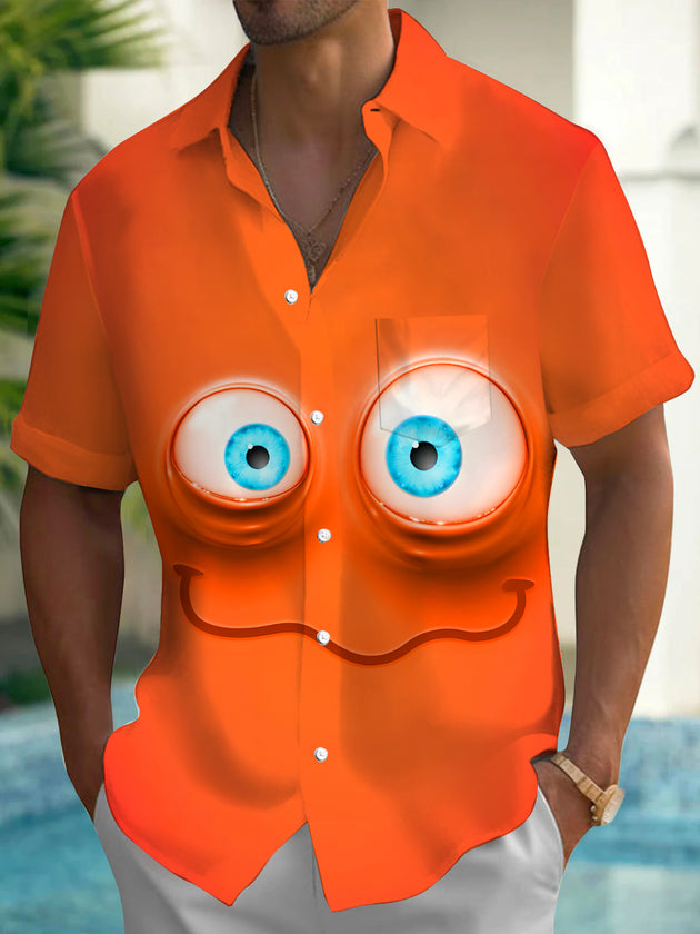 Men's funny expression pocket short sleeve shirt front view