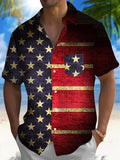 American Flag Short Sleeve Men's Shirts With Pocket
