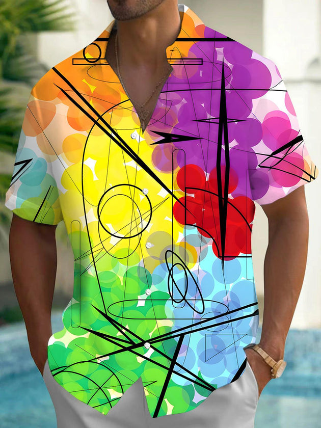 Tie Dye Abstract Men's Pocket Short Sleeve Shirts