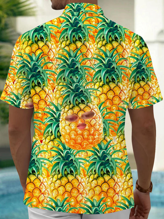 men's tropical fruit print shirt back view