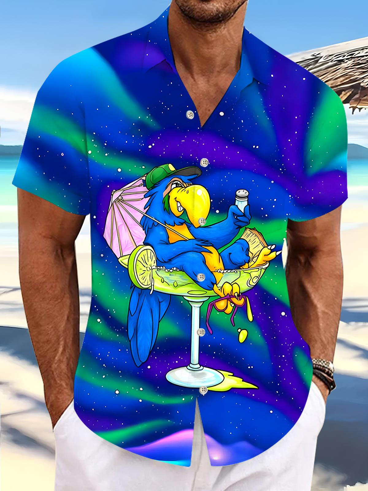 Parrot Abstract Men's Pocket Short Sleeve Shirts