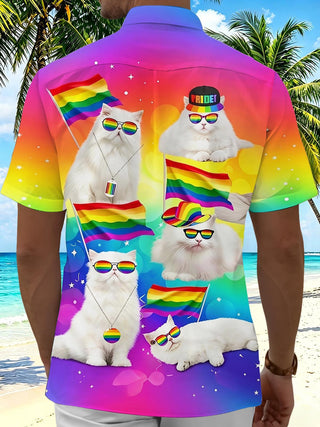 men's kitten pattern shirt back view
