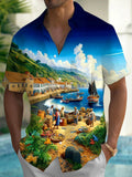 Beach Men's Pocket Short Sleeve Shirts