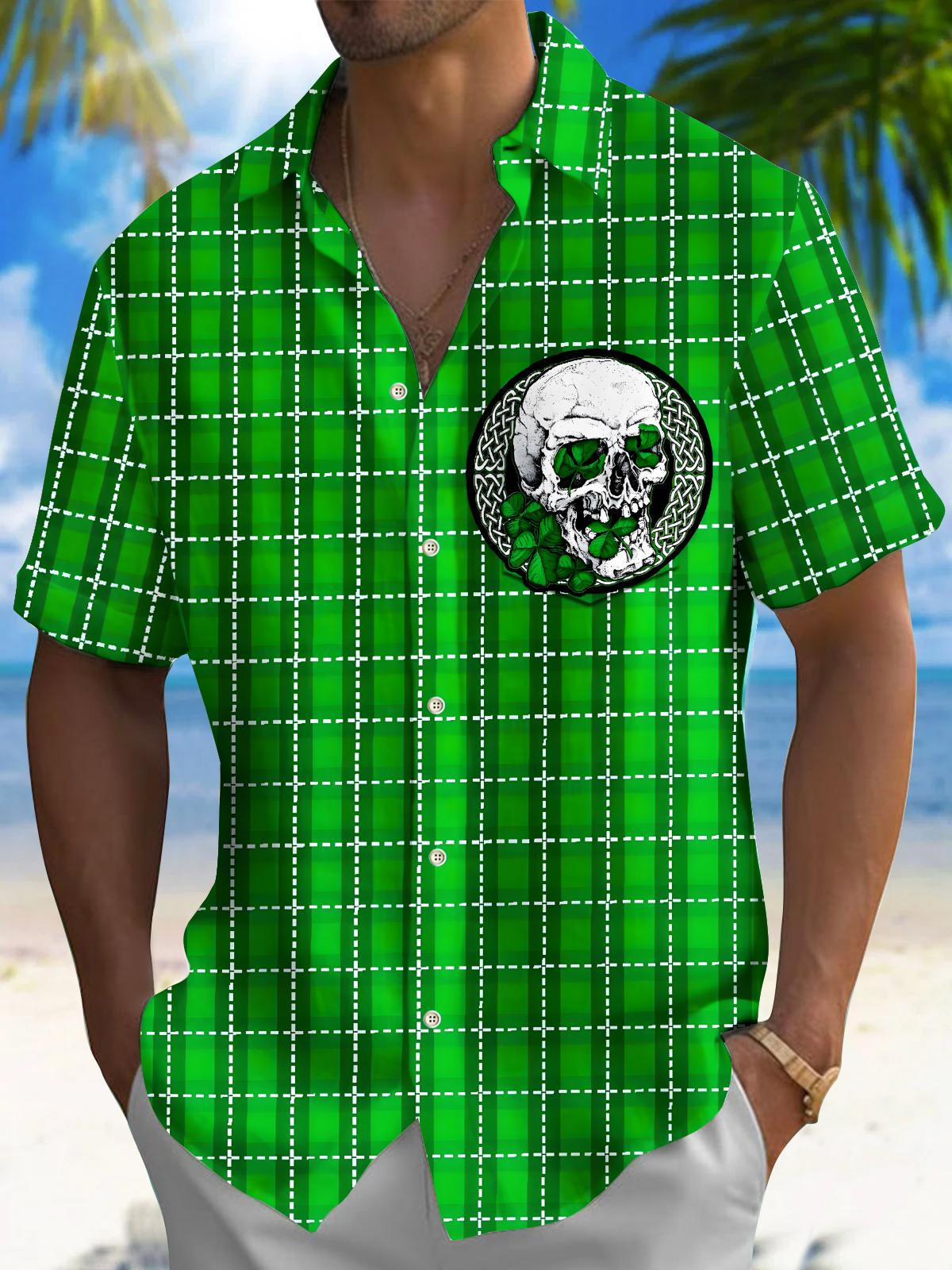 Skull Men's Pocket Short Sleeve Shirts