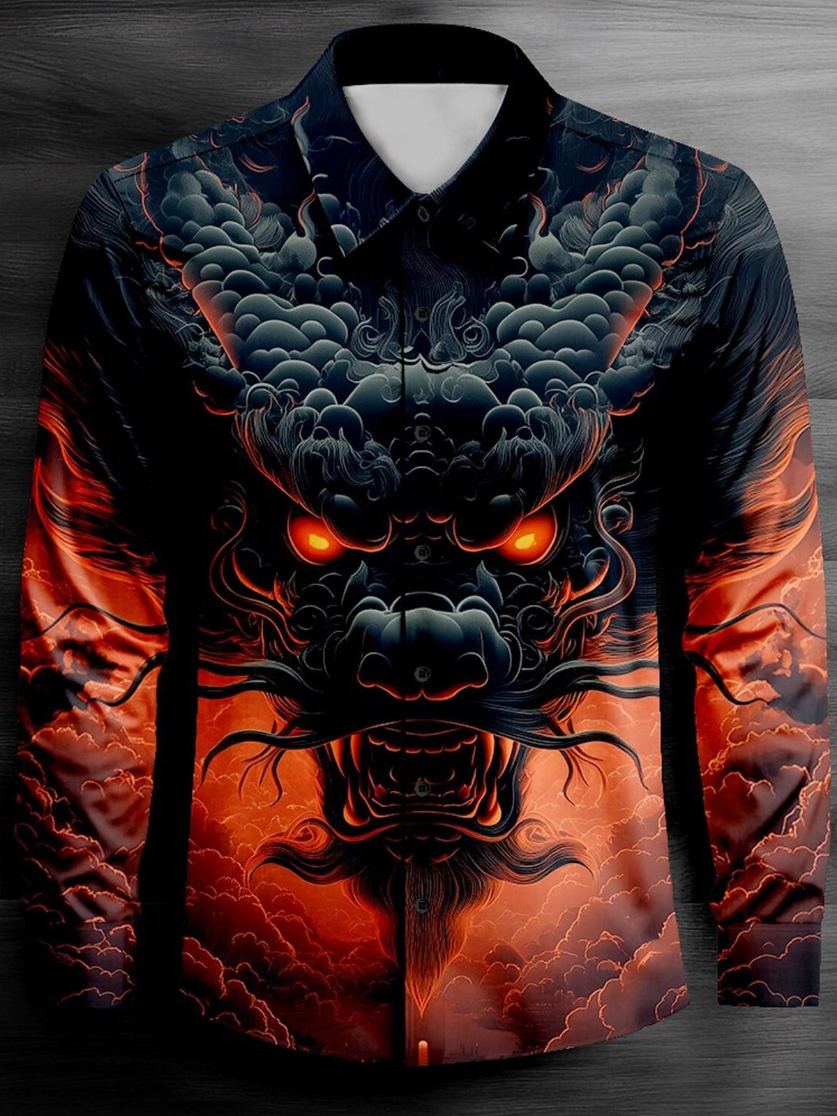 Dragon Men's Pocket Long Sleeve Shirts