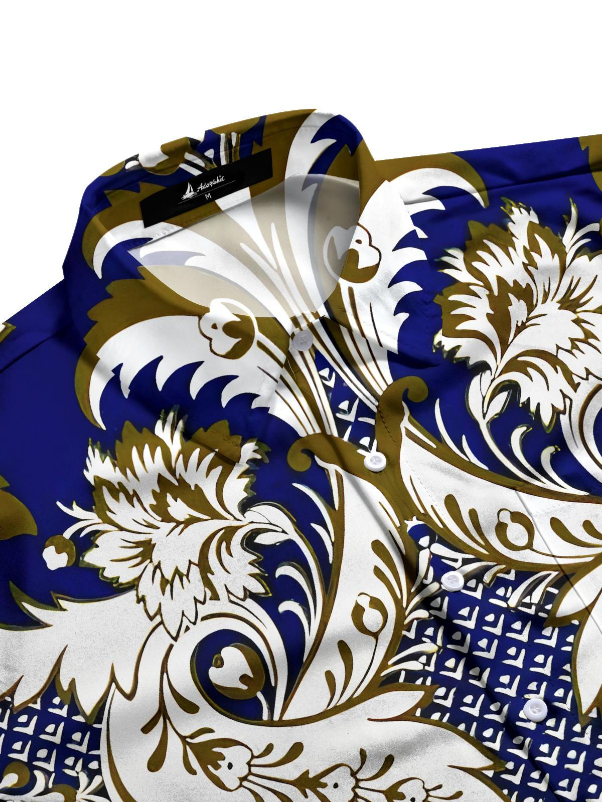 Floral Men's Pocket Long Sleeve Shirts