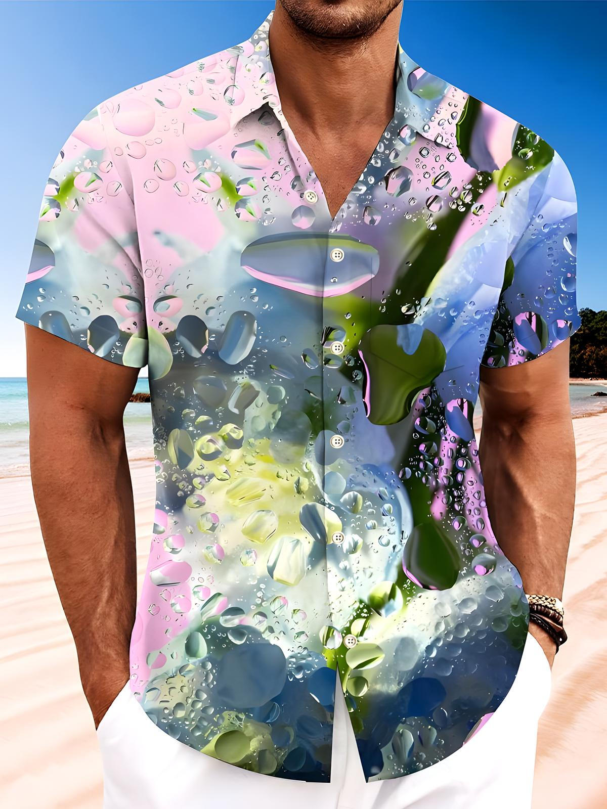 Water Drop Men's Pocket Short Sleeve Shirts