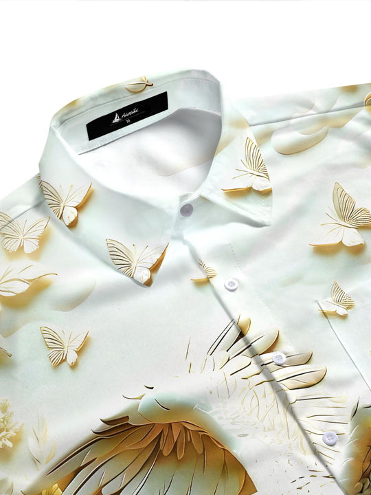 men's garden pattern shirt side view