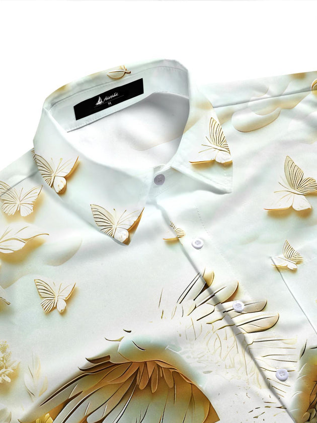 men's garden pattern shirt side view