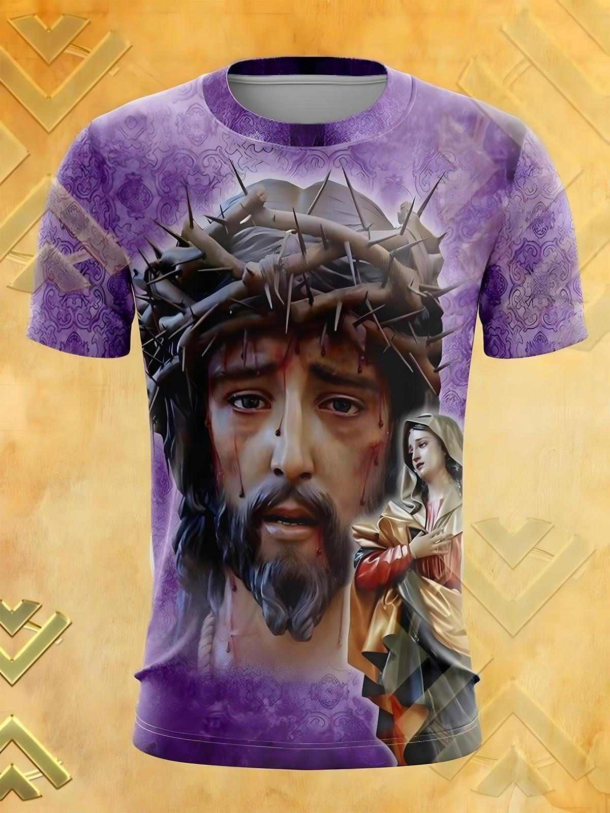 Jesus Religious Priest Our Lady Round Neck Short Sleeve Men's T-shirt