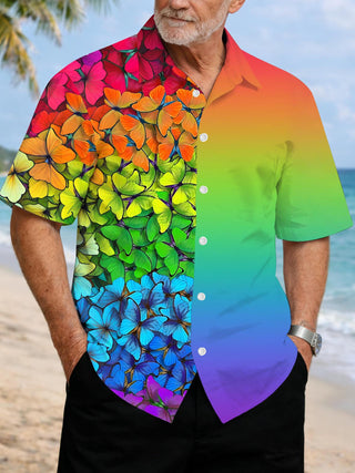 men's butterfly print shirt front view