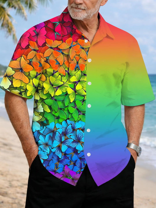 men's butterfly print shirt front view