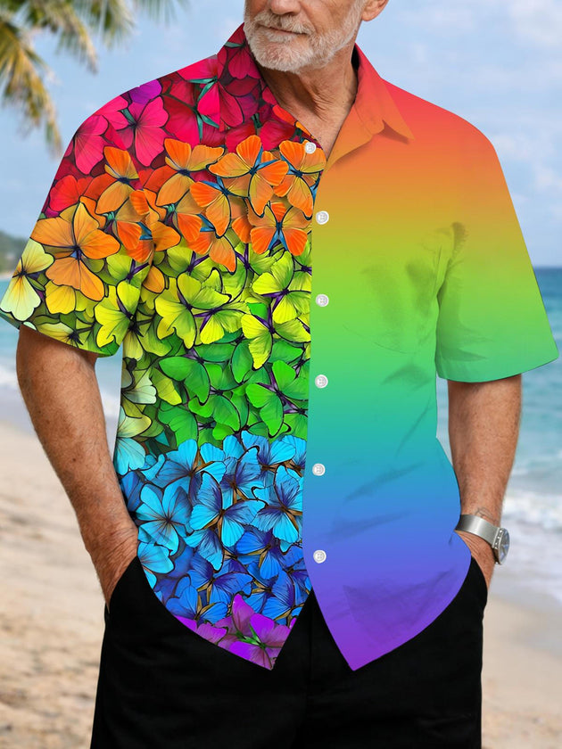 men's butterfly print shirt front view