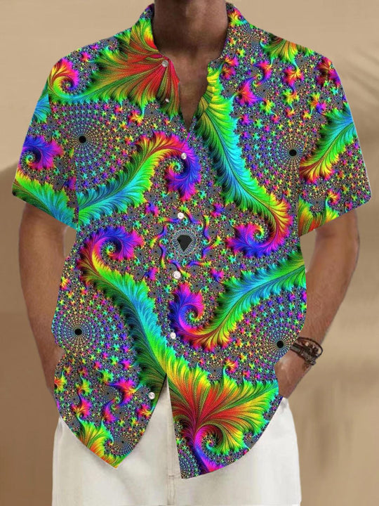 Men's abstract print short sleeve shirt front view