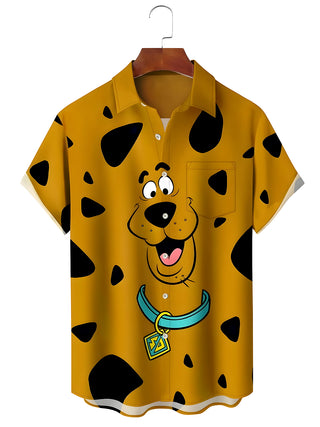 men's dog print shirt front view