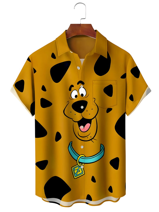 men's dog print shirt front view