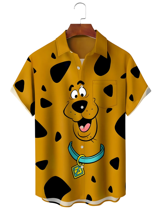 men's dog print shirt front view