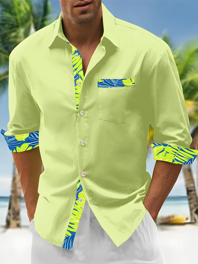 men's Hawaiian shirt front view tropical beach vacation