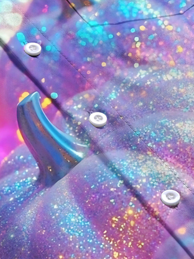 Men's gradient pumpkin print long sleeve shirt flat lay view