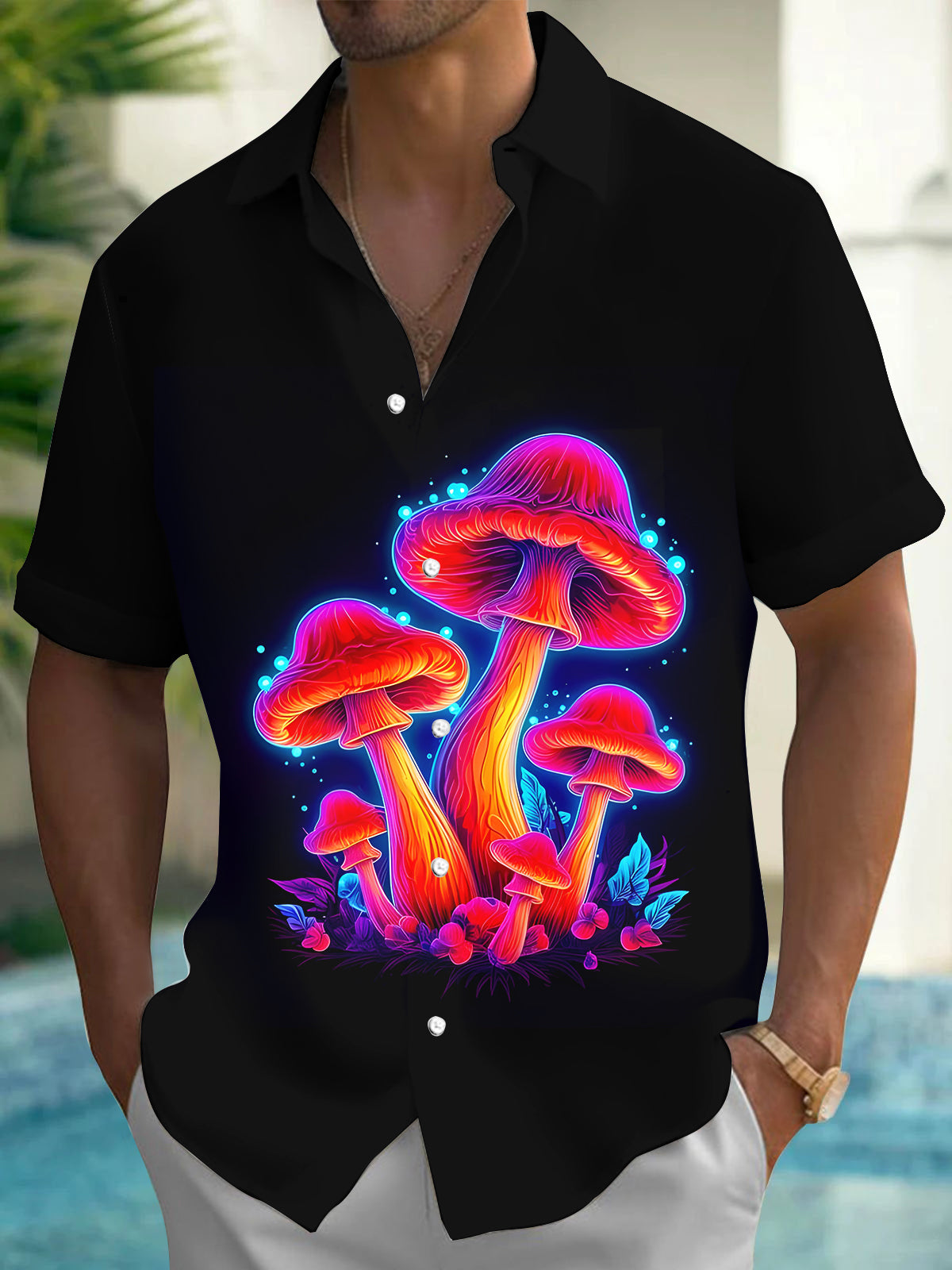 Mushroom Men's Pocket Short Sleeve Shirts