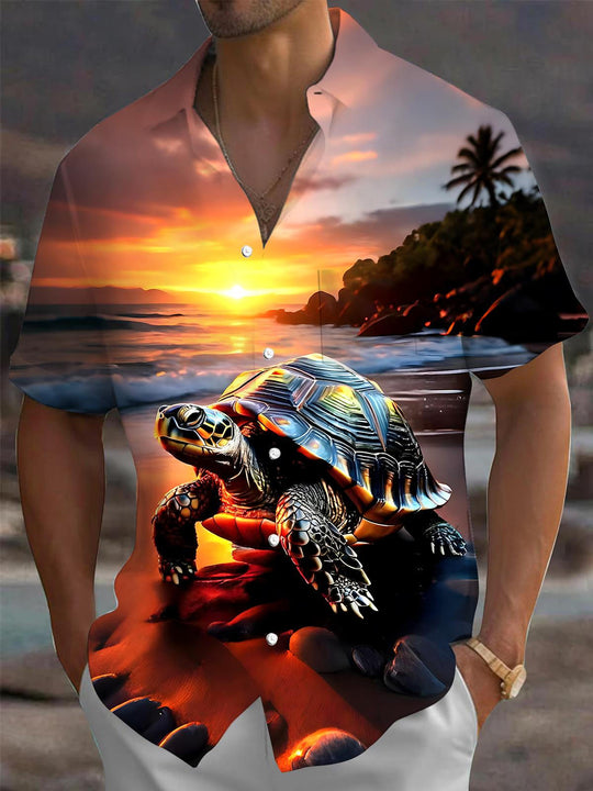men's Hawaiian shirt front view beach vacation