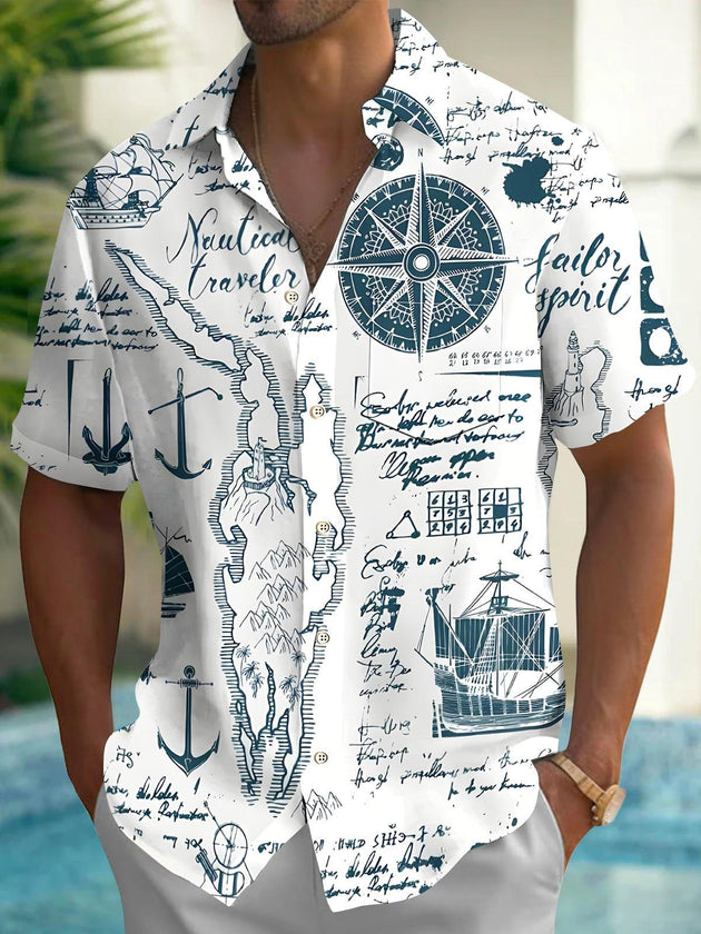 men's Hawaiian shirt front view tropical beach vacation