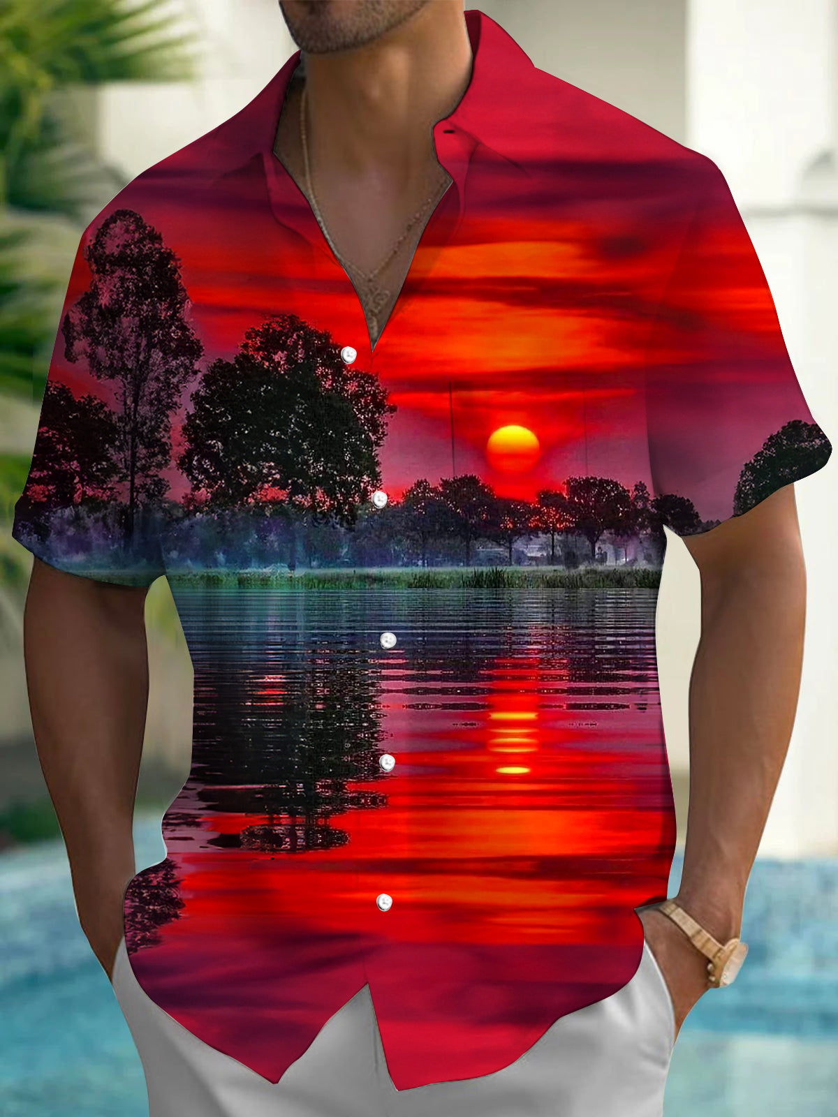 Sunset Men's Pocket Short Sleeve Shirts