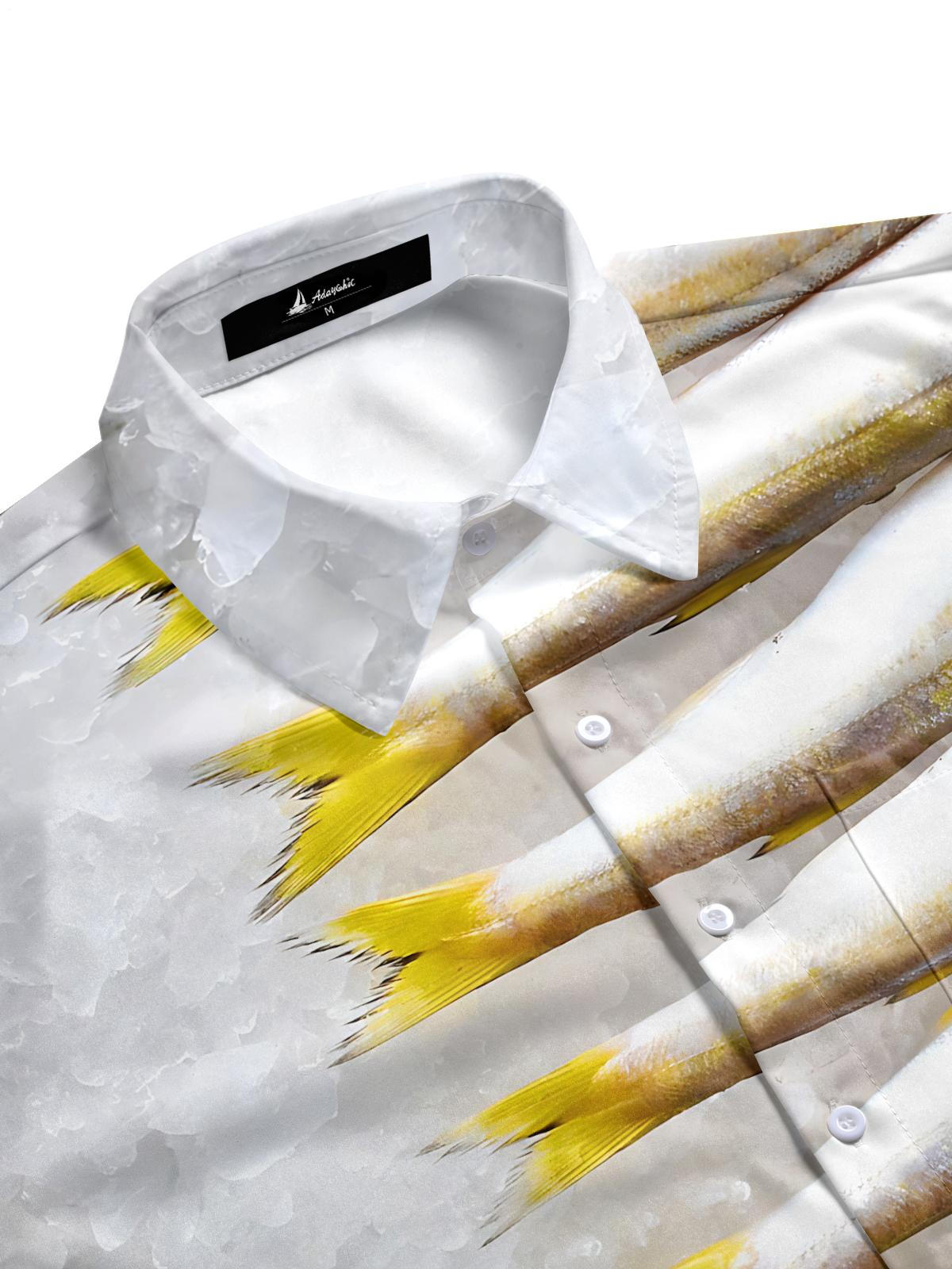 Fish Print Men's Pocket Short Sleeve Shirts