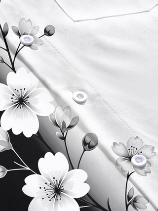 men's floral pocket short sleeve shirt flat lay pattern detail