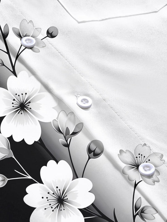 men's floral pocket short sleeve shirt flat lay pattern detail