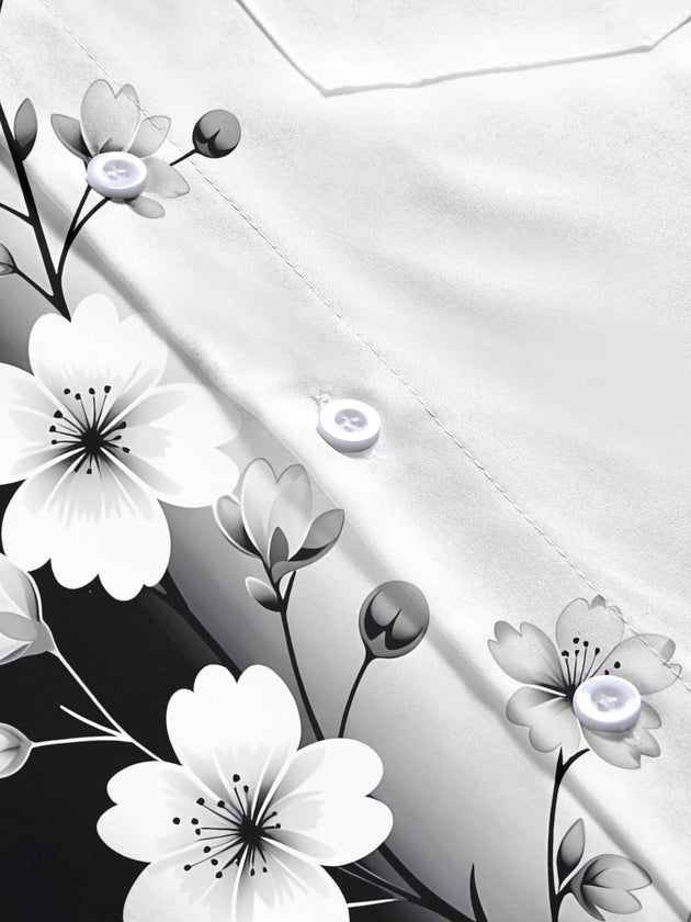 men's floral pocket short sleeve shirt flat lay pattern detail
