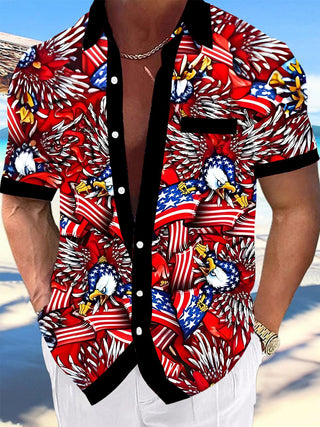 men's eagle print shirt front view Independence Day
