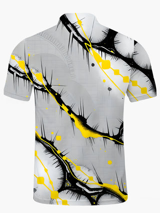 Men's abstract print short sleeve polo shirt back view