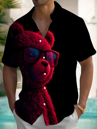 men's bear print shirt front view
