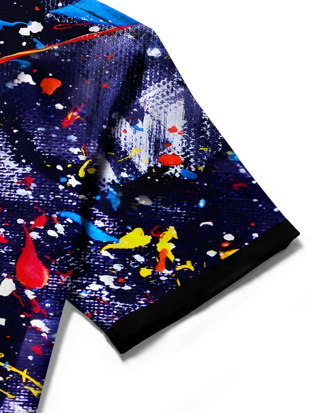 men's tie dye shirt close-up short sleeve