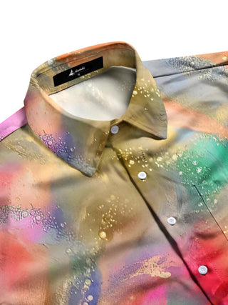 Men Geometric Print Short Sleeve Shirt Side View