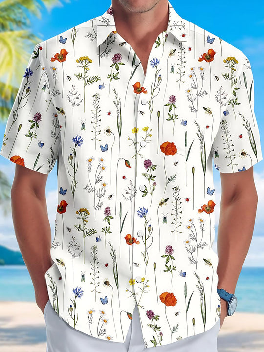 men's Hawaiian shirt front view tropical beach vacation